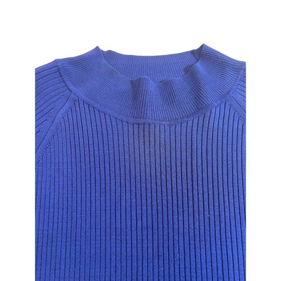 Tahari Ribbed‎ Knit Blue Sweater Top Size L - Picture 5 of 5